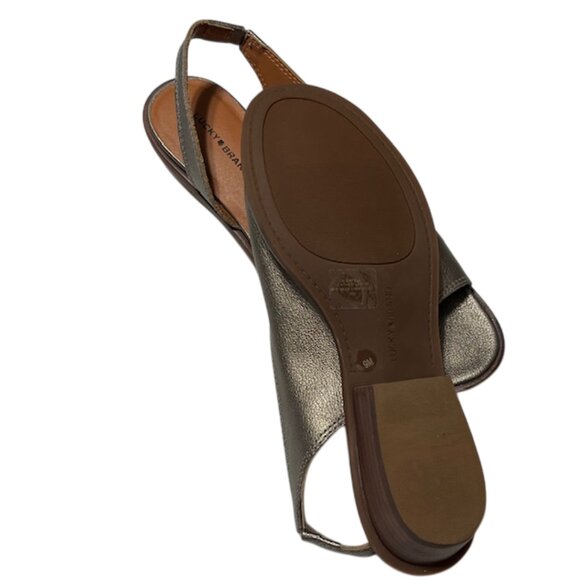 LUCKY BRAND Safello Leather d'Orsay Pewter Asymmetric Slingback Sandals  Size 9 - Picture 6 of 15